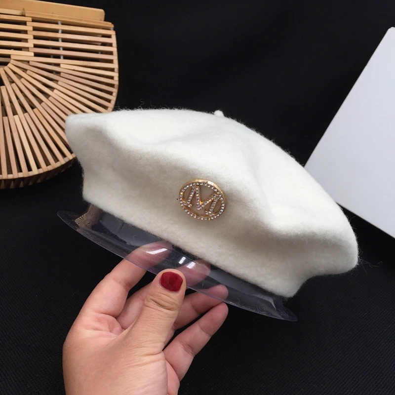 Белый день Новая Зимняя шерстяная шляпа han edition Модная Детская кепка милая маленькая свежая тыква шляпа художника - Цвет: Белый