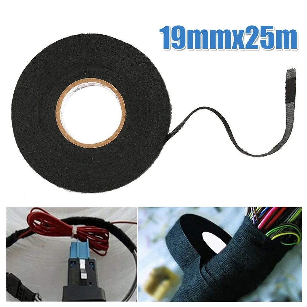 

19MMx25M Insulation Wire Fabric Adhesive Cloth Fabric Tapes Cable Looms Wiring Harness For Car Auto Black Wiring Harness