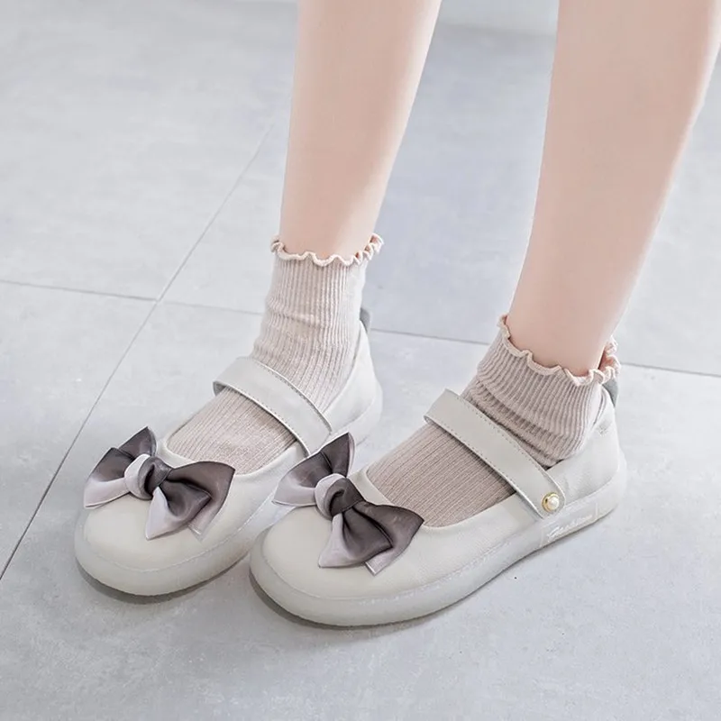 

Japanese girls retro flat student lolita shoes Sweet Lolita 4 Colors PU Lovely Loli Round Head Women Shoes JK Uniform cos loli