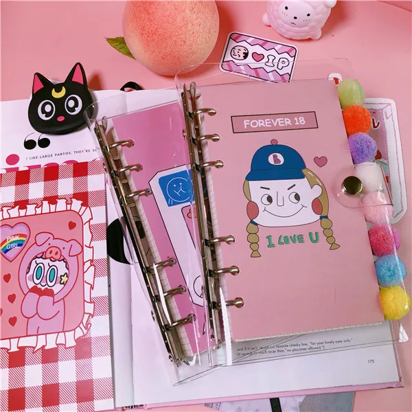 AngelHere Store 1 PCS Kawaii Noterbook Planner Book Colorful Hair Ball Decoration NotePad Stationery DIY Scrapbook Shool Supply |
