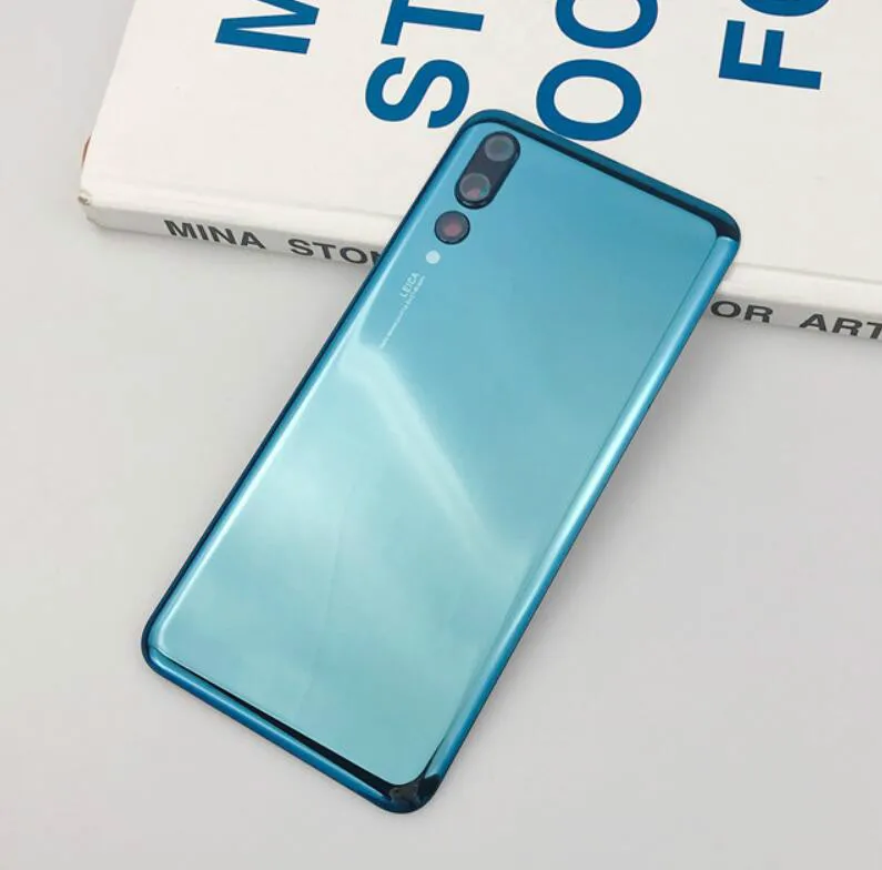 Для huawei P20 Pro Задняя стеклянная крышка батареи задняя дверь Корпус чехол панель для huawei P20 Pro Задняя стеклянная крышка с объективом камеры - Цвет: Blue With Lens