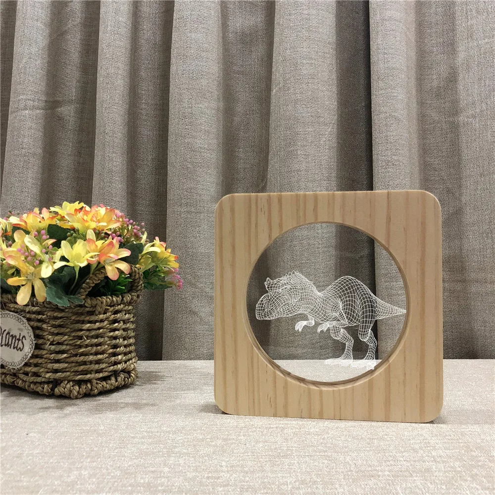 Тираннозавр Рекс динозавр 3D USB Светодиодная акриловая Ночная лампа настольная с