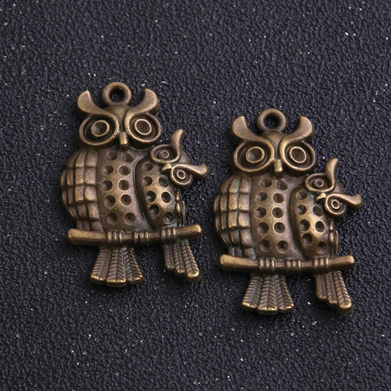 

3 pieces/lot 28*42mm Antique Bronze Metal Alloy Lovely pair Owl Charms Pendant Charms Animal Charm diy