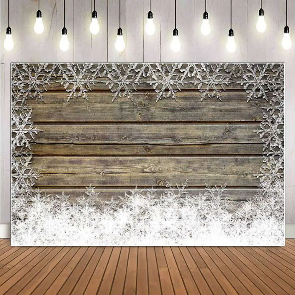 Snowflakes Wooden Boards Planks Photography Background Baby Portrait Photozone Photocall Photographic Backdrops For Photo Studio