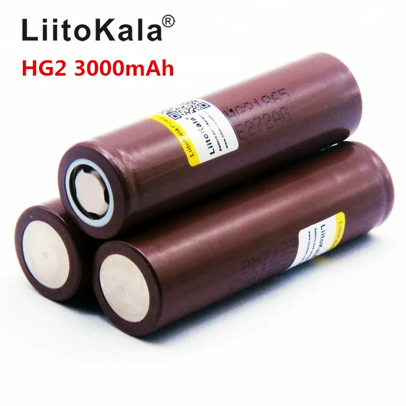 LiitoKala для HG2 18650 18650 3000 mAh перезаряжаемый аккумулятор для электронных сигарет высокого разряда, 30A высокий ток