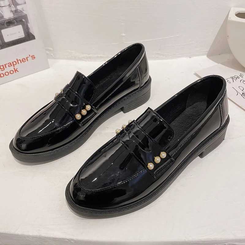 

2021 Women Oxford Shoes Spring Autumn Ladies Platform British Style Black Leather Shoes Fashion Women Classic Office Shoes Flats