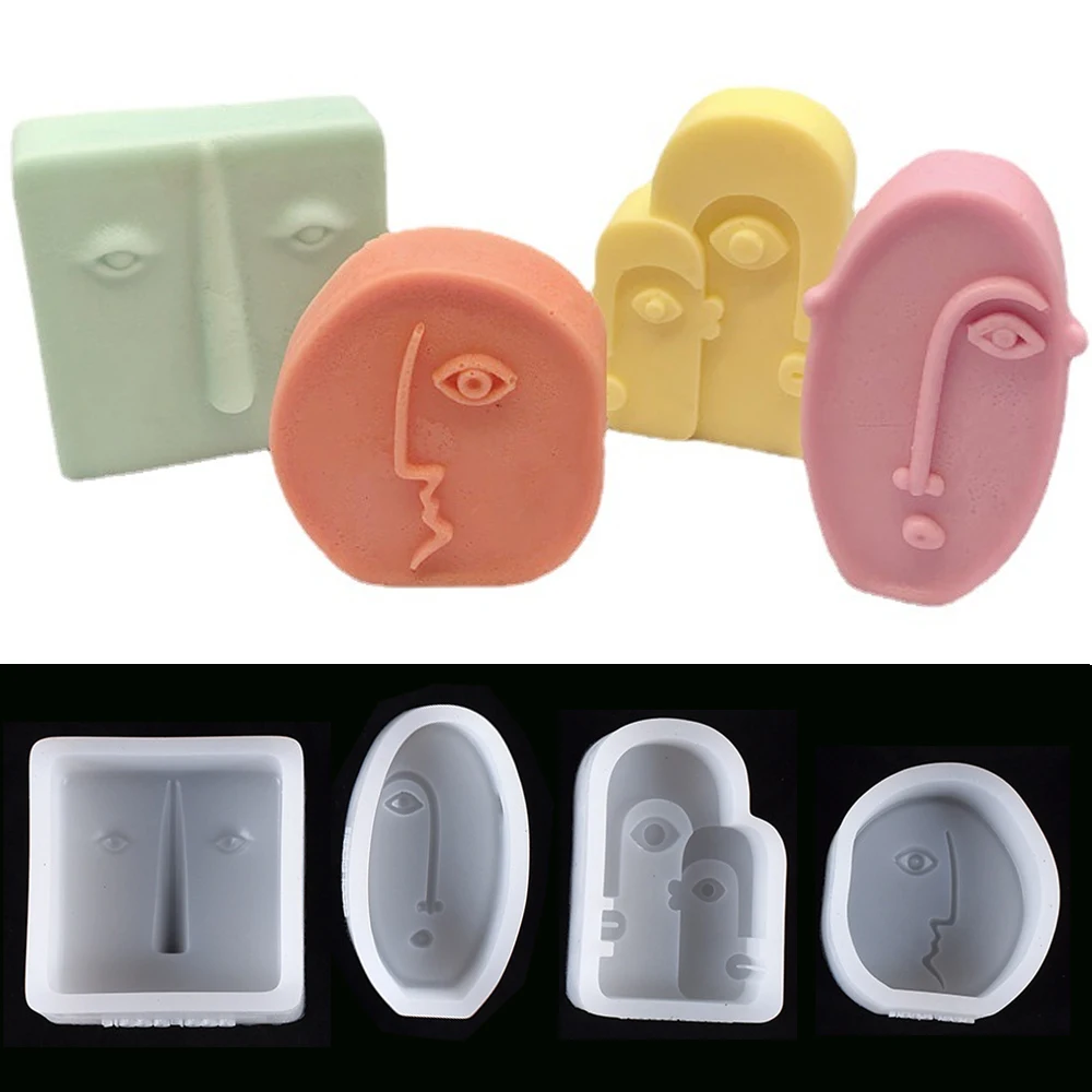 

Nordic Design Face Silicone Candle Mold Abstract Face Aromatherapy Candle Soap Plaster Ornament Making Portrait Sculpture Mould