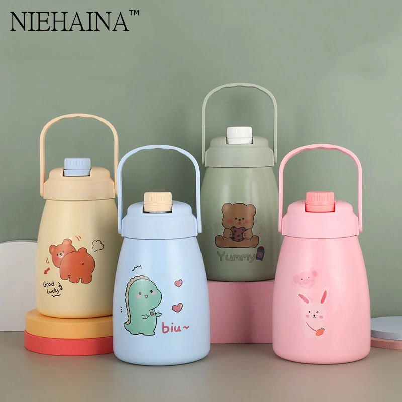 

1200Ml Pot-Bellied Vacuum Flask Portable Super Large Capacity New Cup Water Bottle 304 Stainless Steel Vacuum Flask With Handle