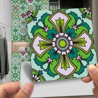 10pcs Simulation Tile Stickers DIY Abstract Flower Stickers Set Home Decoration Kitchen and Bathroom Waterproof Wall Stickers