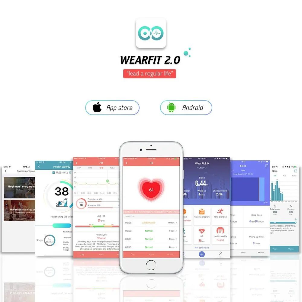 Wearpai цветной экран Смарт браслет GT101 24 часа монитор сердечного ритма фитнес