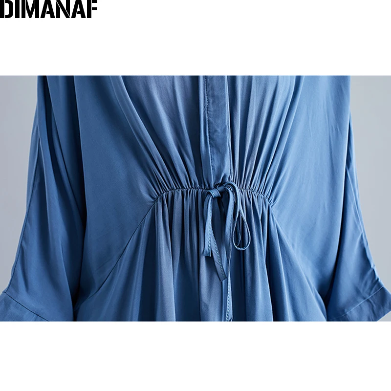 Женская плиссированная блуза DIMANAF повседневная однотонная туника свободного