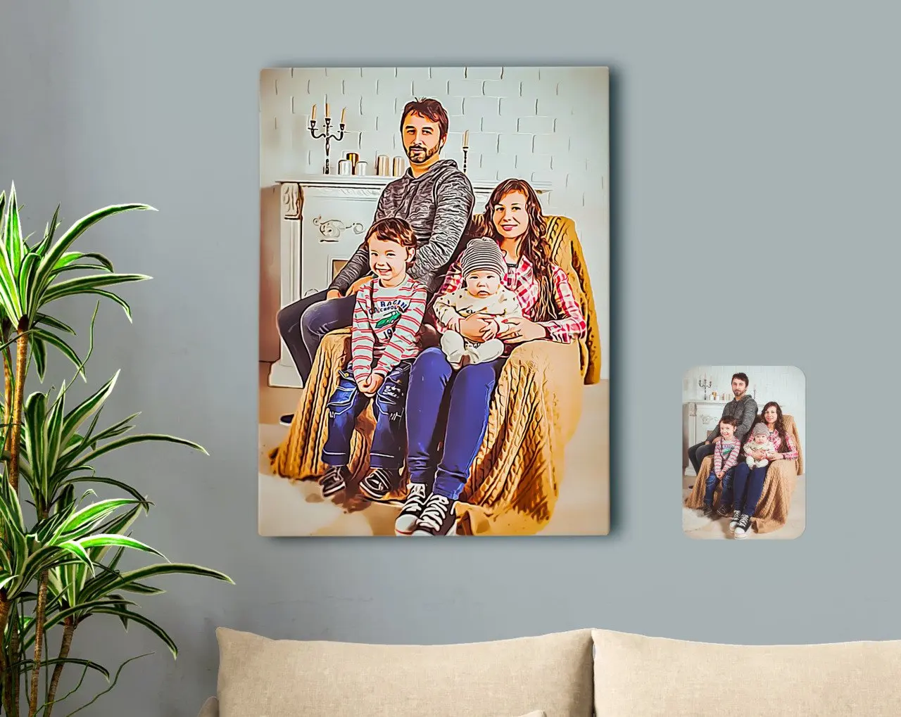 

Personalized Full Size Family Caricature Of Canvas table 50x70cm-2