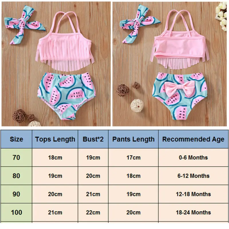 Купальник-танкини без рукавов с бахромой для маленьких девочек купальный костюм