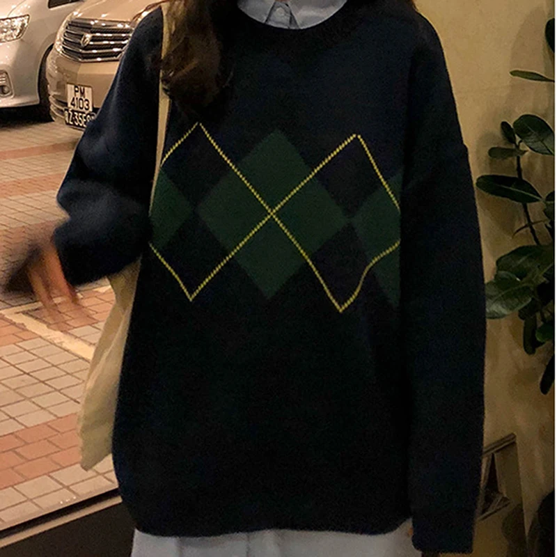 

Women Knitted Sweater Fashion Pullovers Ladies Winter Loose Sweater Korean College Style Women Jumpe