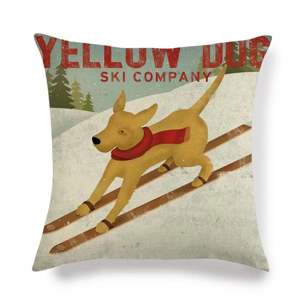 

Minimalist European Style Cartoon Dog Cotton Linen Living Room Sofa Car Decorative Cushion Cover Square Throw Pillow Case