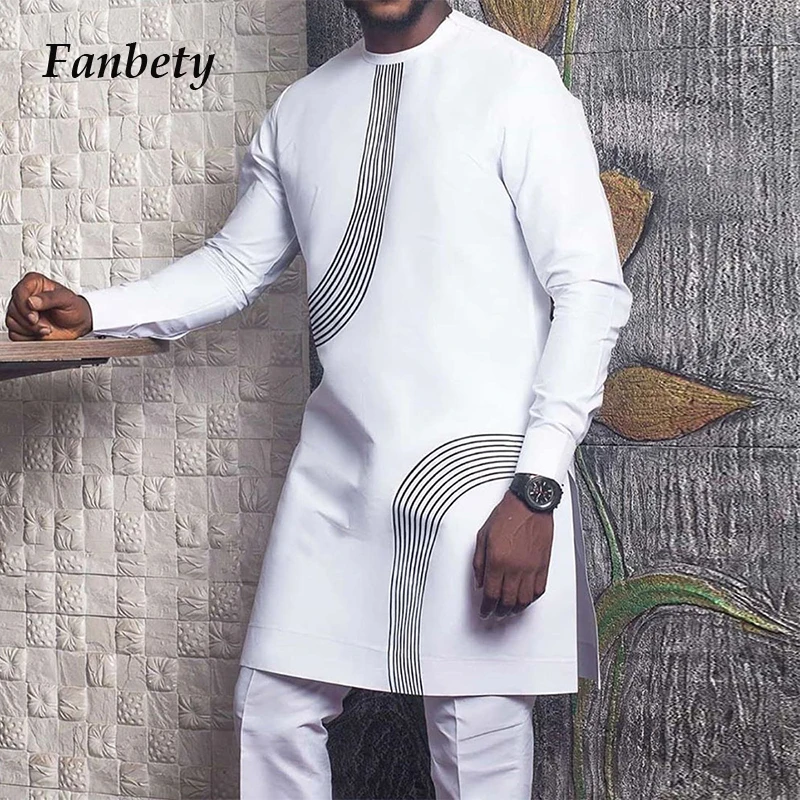 

2021 Повседневная Свободная футболка с длинным рукавом, сезон осень-зима, длинный традиционный пуловер в полоску, топы, мужская одежда в мусул...