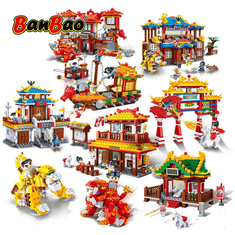 

Chinese Style Kung Fu Temple Chinatown Chinese dragon Cannon Architecture Bricks Educational Building Blocks Toys Models