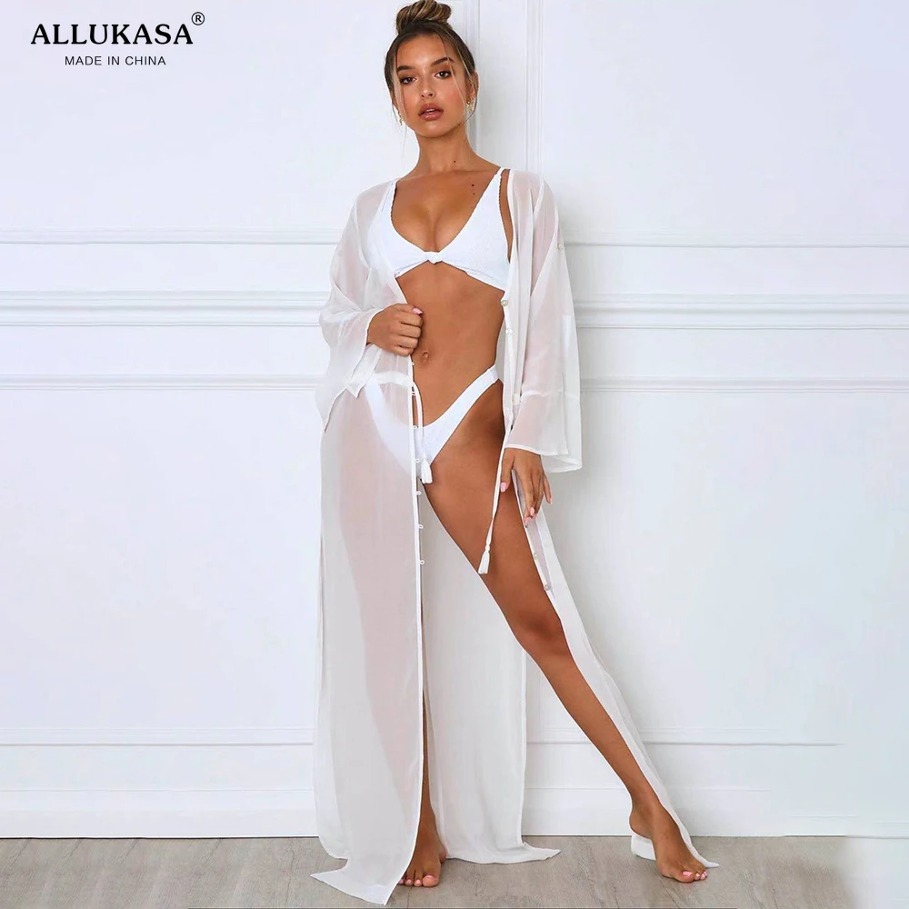 2020 летняя белая Пляжная накидка платье туника длинная парео бикини для плавания