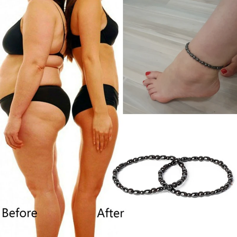 

Direct Shipping Lose Weight Anklet Fashion Girl Women Men Charm Magnetic Hematite Anklets Natural Black Health Care Jewelry Gift