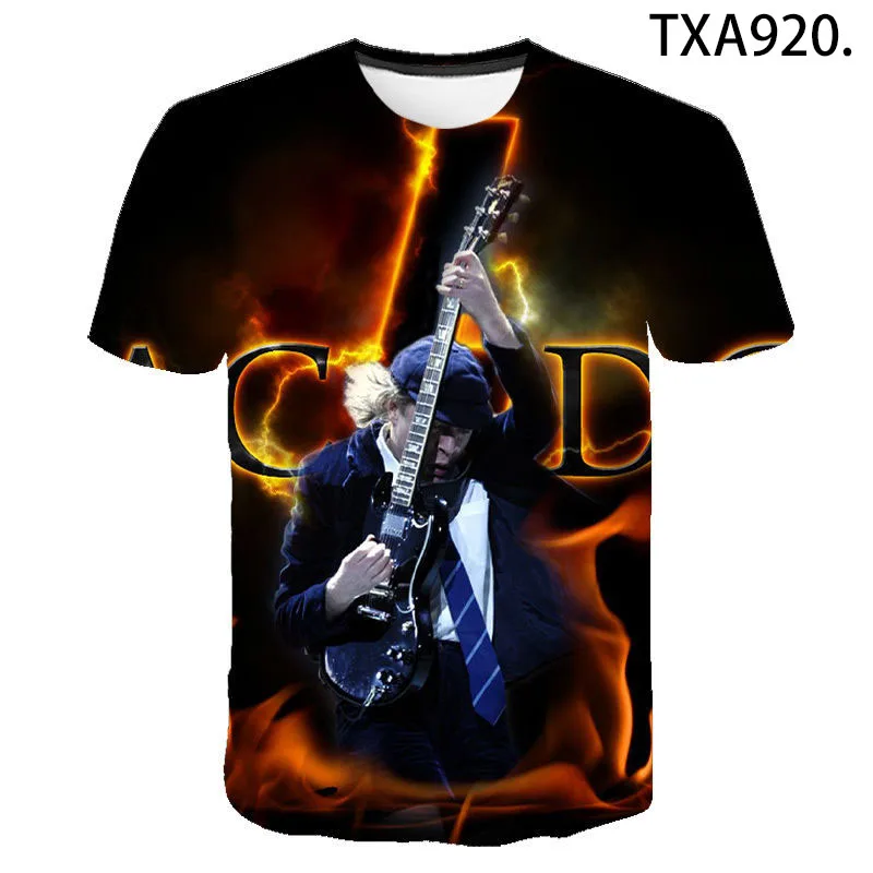 

2021 New 3D Summer Printed T Shirts AC DC Casual Men Women Children Fashion Short Sleeve Boy Girl Kids Short Sleeve Cool Tops