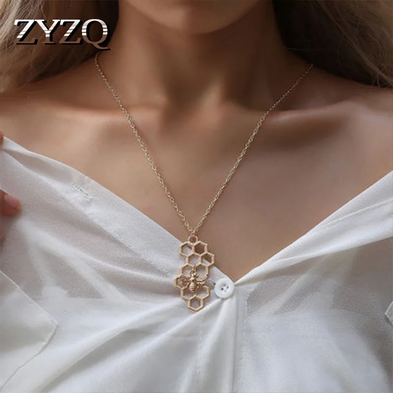ZYZQ геометрическое ожерелье с уникальными сотами в форме улей трендовые оптовые