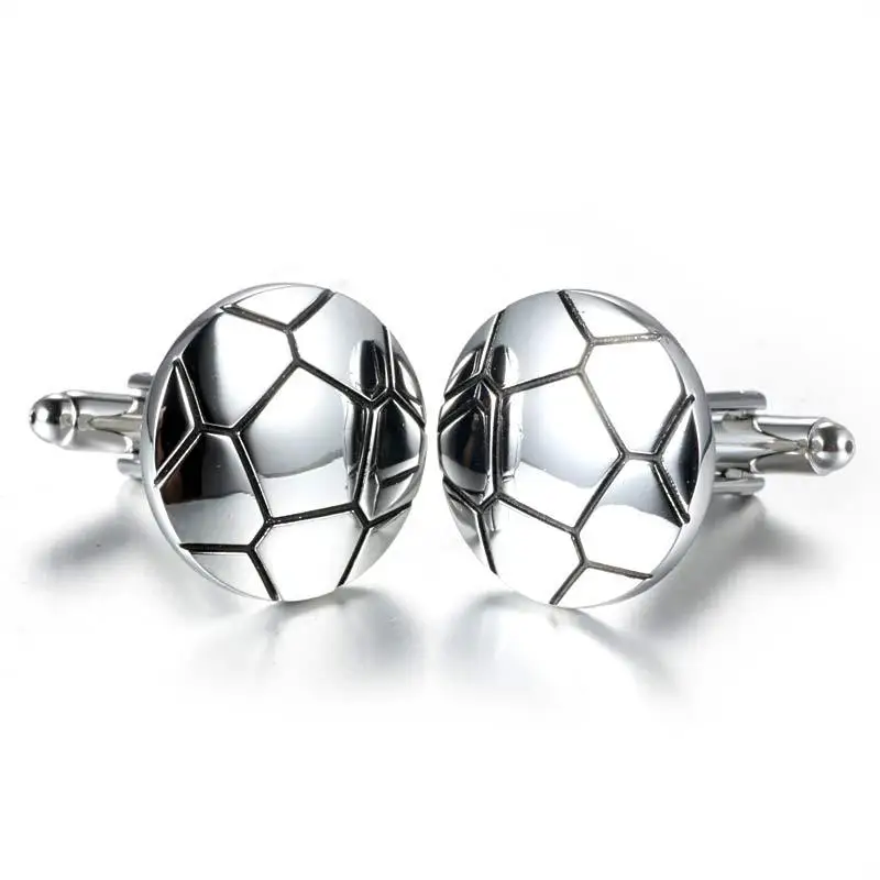 Серебряные запонки для мужчин модные серебристые Цвет футбольный мяч круглый