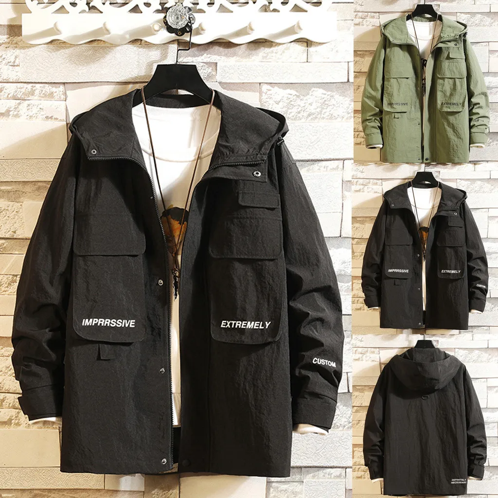 SAGACE Новая мужская повседневная куртка-бомбер с капюшоном Весна Осень Хип-хоп