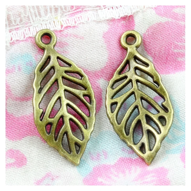 

60pcs Charms tree leaf 13*29MM Antique Bronze Plated pendant fit,Vintage DIY bracelet necklace