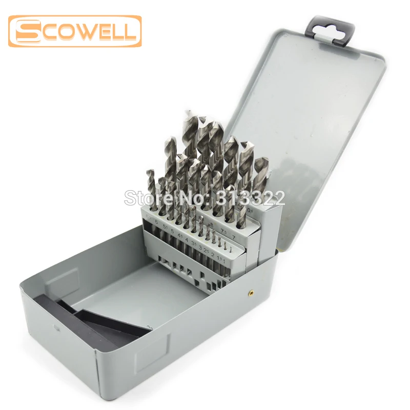 

25 Pack Twist Drill Bits Set DIN338 HSS Drilling Bit For Metal Wood and Plastic HSS 4341 / M2 Straight Shank Jobber Drill Bits