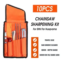 10pcsset hardwood handle roundflat file guide bar file sharpener tools professional chainsaw chain sharpening kit tool set