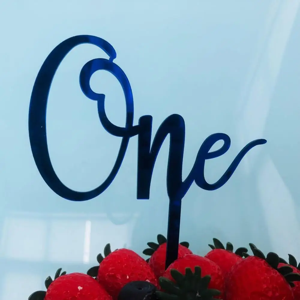 Розовый Золотой топперы для торта на день рождения из акрила 1-го Топпер С Днем