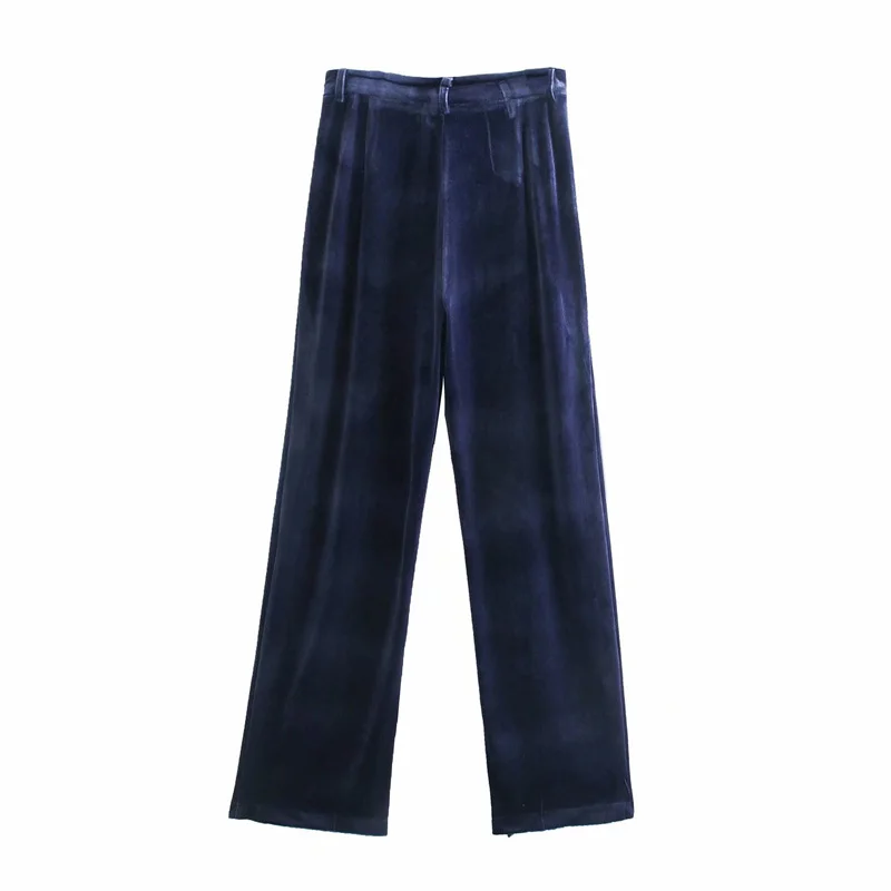 

Spring and autumn women's casual solid color high-waist velvet loose straight-leg pants