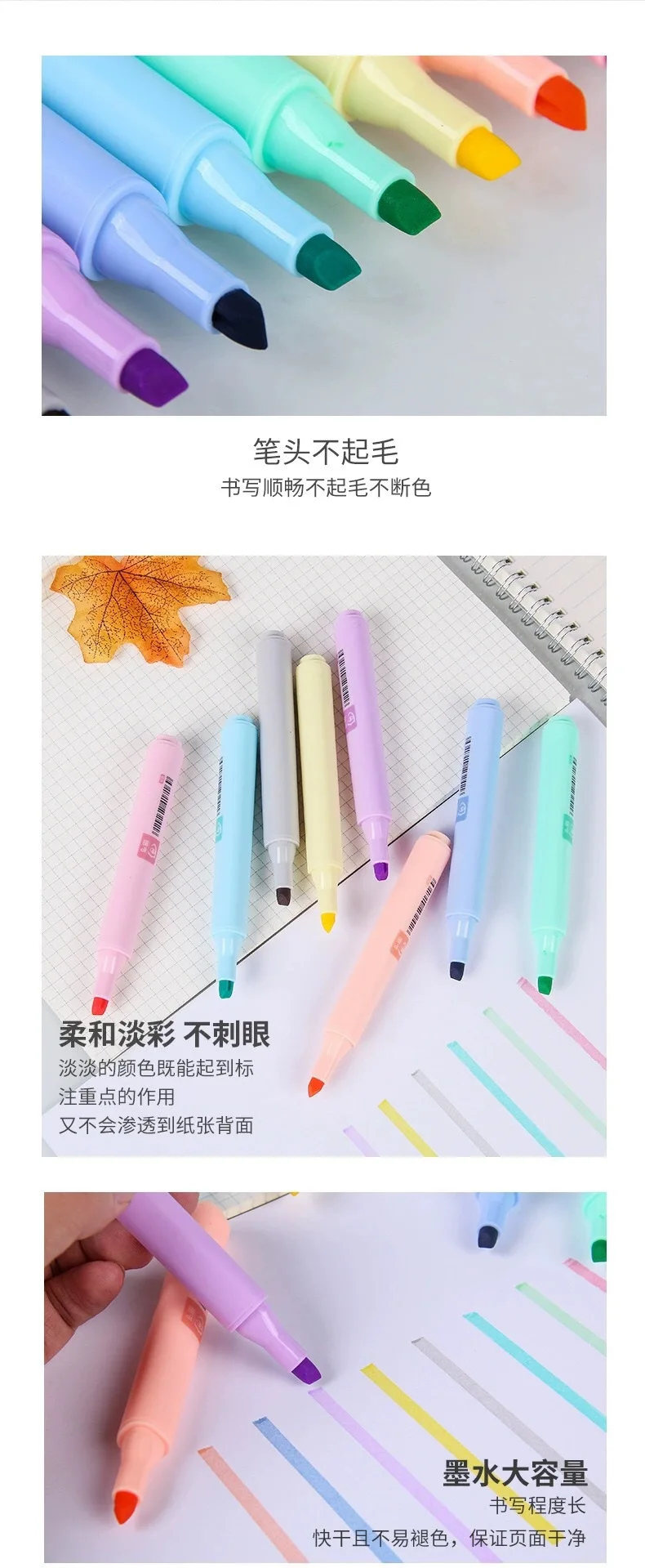 

8Pcs/set Macaron series Creative Fluorescent Pen Highlighter Pencil Candy Color Drawing Marker