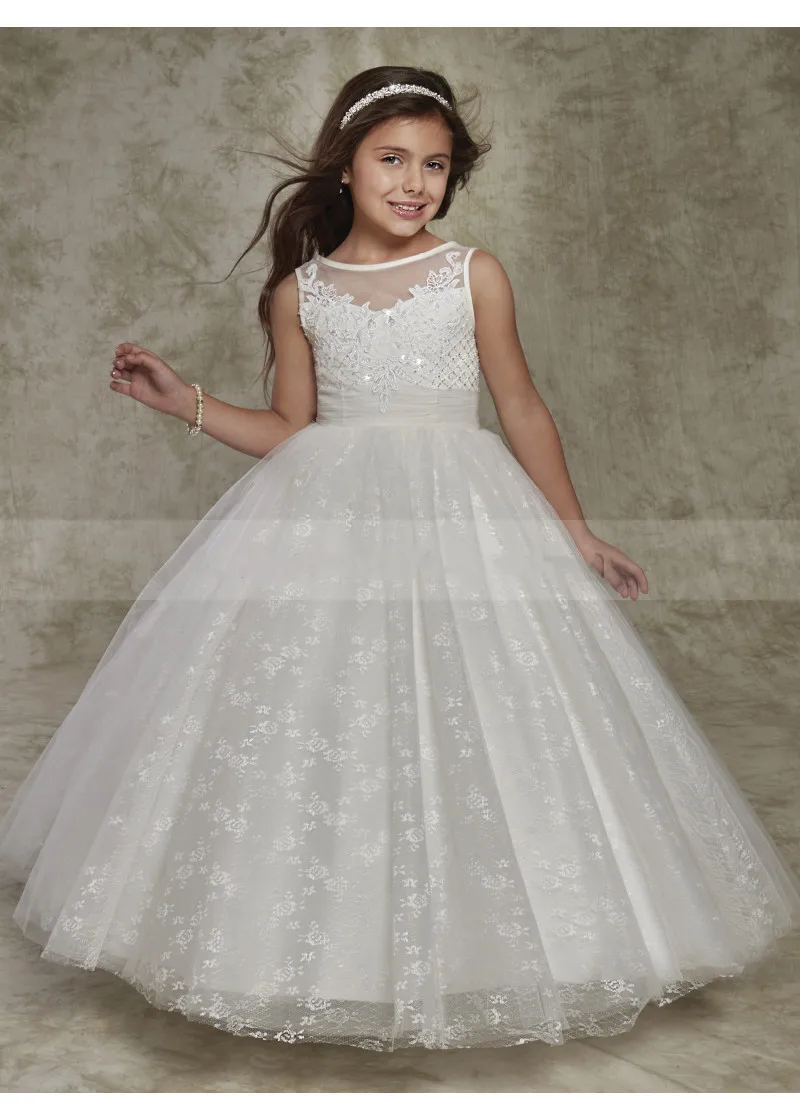 

Ivory Lace Tulle Flower Girl Dress Children Fluffy Children First Communion Dress Party Gowns