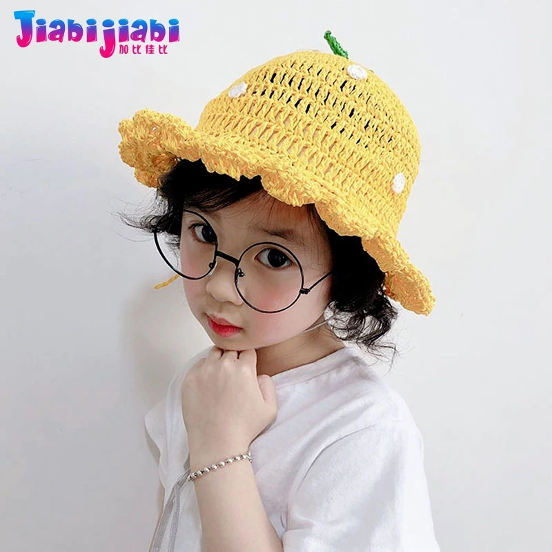 Панама летние детские соломенные шляпы для девочки Солнцезащитная милая пляжная