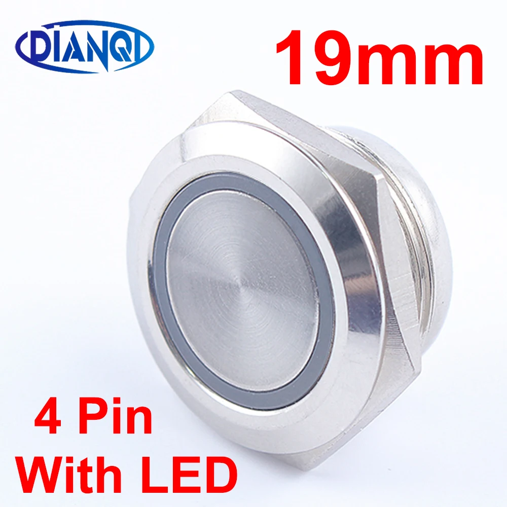 

19mm 3V5V6V 12V24V 110V220V Electric Waterproof Power Without Led Light Momentary Pressure Short Mini Push Button Switch NO Led