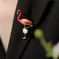 creative flamingo brooch corsage for woman girl party accessories buckle pins brooches gift