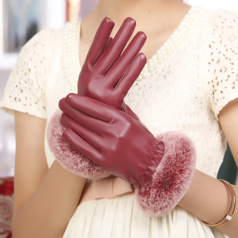 

Gloves plus velvet thickened touch screen windproof, rain and snow warm riding cotton gloves