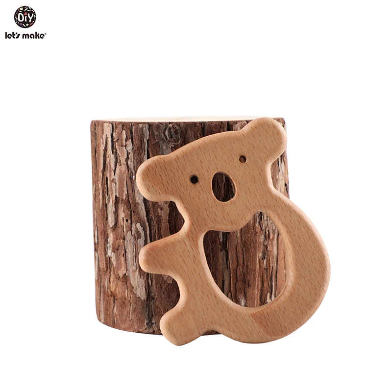 Let's Make-mordedor de madera de Animal para beb&eacute;, juguetes de dentici&oacute;n para beb&eacute;, cuidado bucal, aceite de oliva de haya, 10 Uds.-1