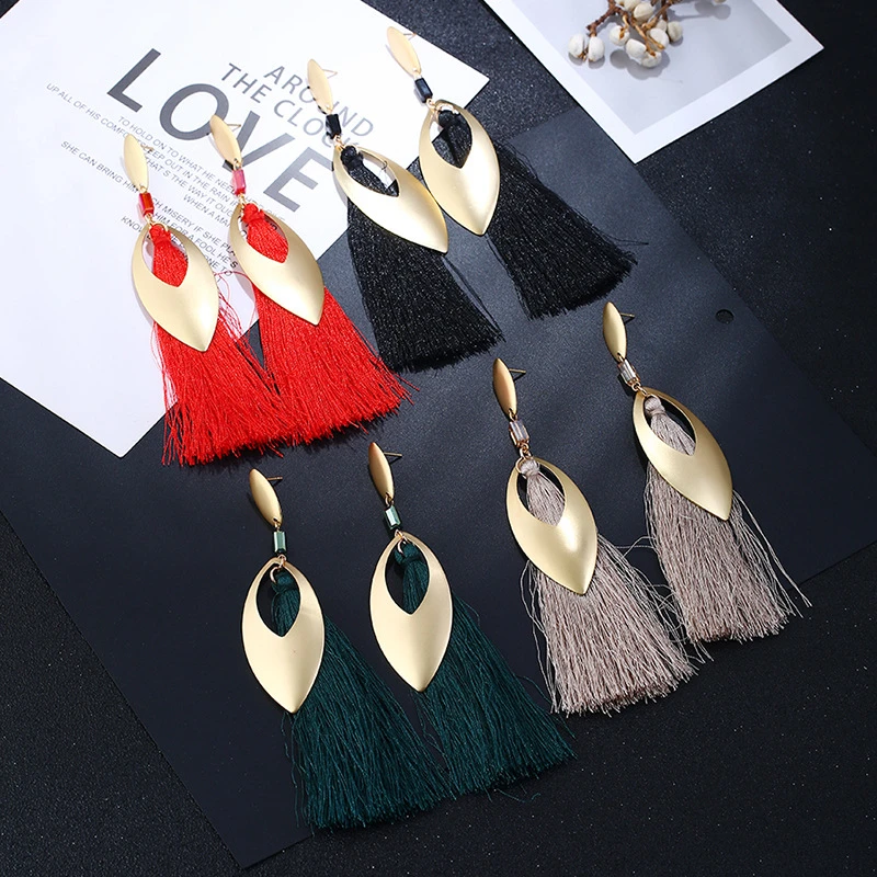 Длинные кисточки свадебные серьги для женщин tassle Роскошные модные Модные