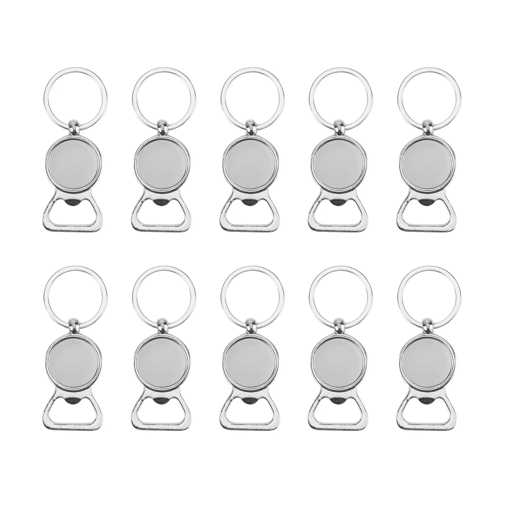 

10Pcs Sublimation Metal Blank Keychain Bottle Opener Key Ring Thermal Transfer Blank Metal Key Ring Diy Material