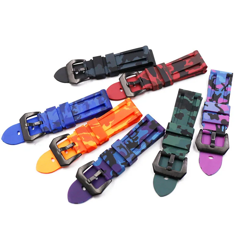 

Watch Accessories Band for Penahai PAM PARNIS Series Watch Band Men's Chain 24mm TPU Rubber Silicone Watch Strap Belt