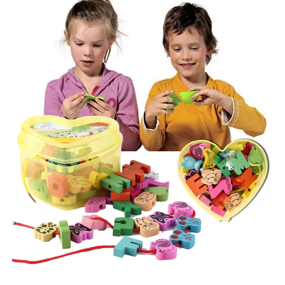 

54Pcs Candy Color Geometric Figure Plastic Threading Beads Creative Handwork Educational Toys Kindergarten Crafts Beads Toys