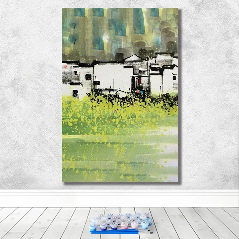 DIY Рисование по номерам картины против инструментария у гуаньчжун искусство