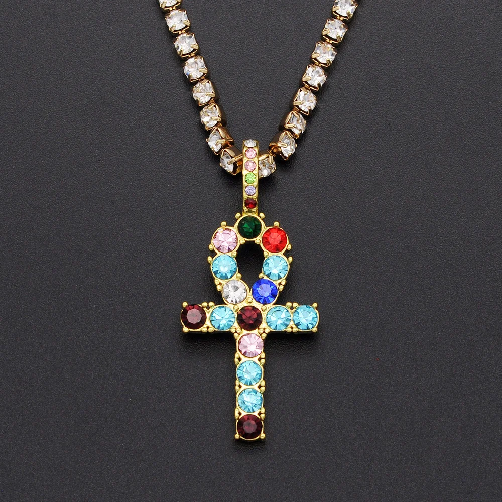 Супер шикарное ювелирное ожерелье с египетским крестом в стиле хип хоп для