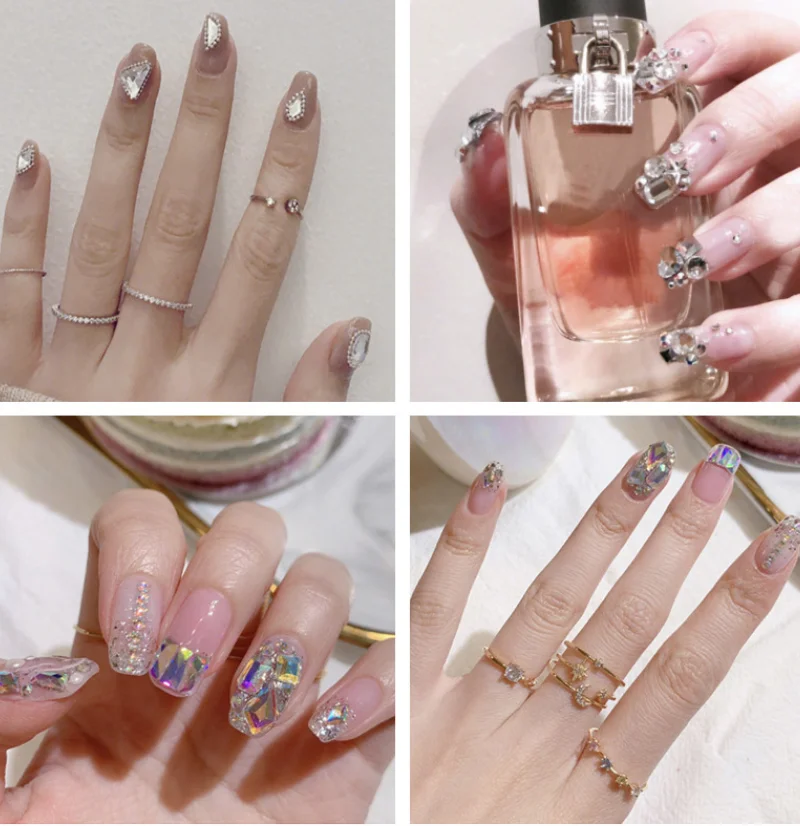 Одежда высшего качества всех Цвет сердце-образный 9x14 мм клея на Стразы Блеск