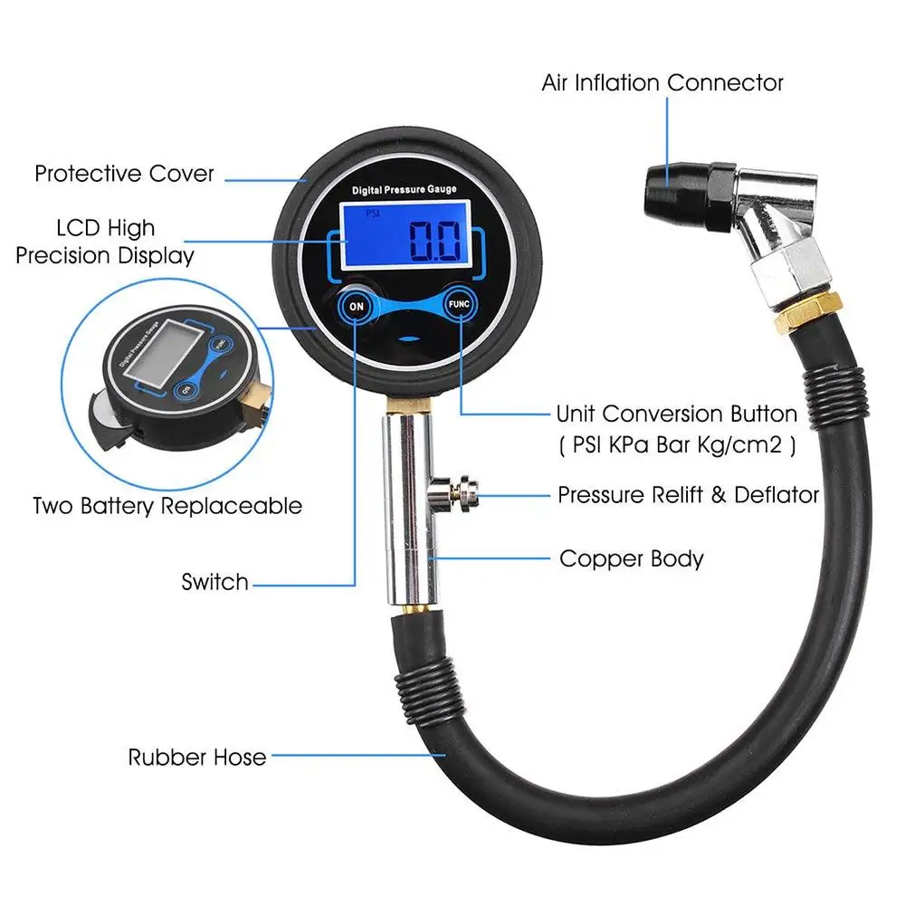 High Quality Digital Car Truck Vehicle Air Tire Pressure Inflator Gauge LCD Dial Meter Test | Автомобили и мотоциклы