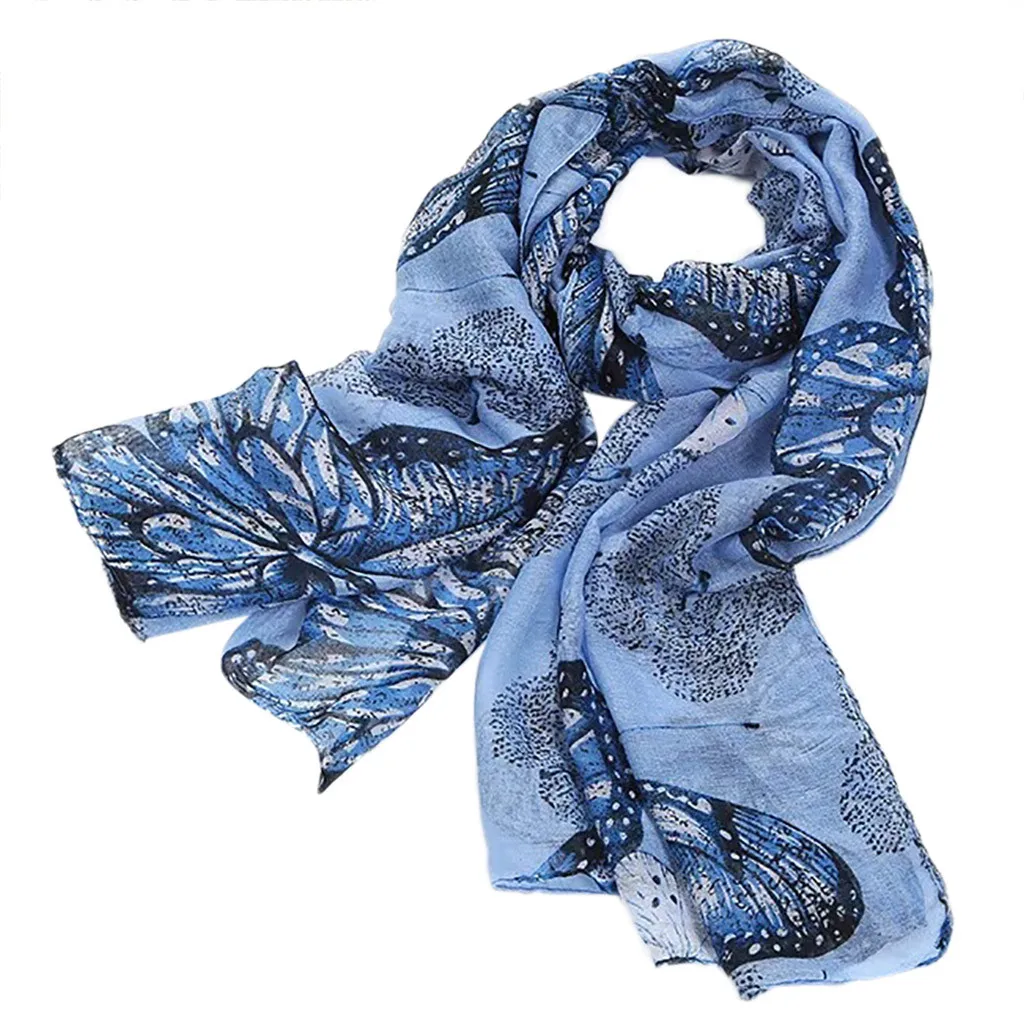Женский шелковый шарф SAGACE шифоновый с принтом бабочек милый рисунком 2020|Женские