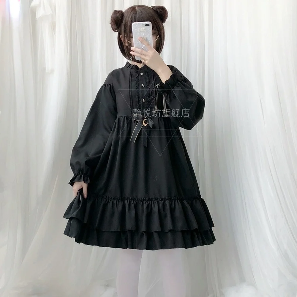 Одежда в стиле &quotЛолита&quot замок под лунным свечением осень и зима с длинным