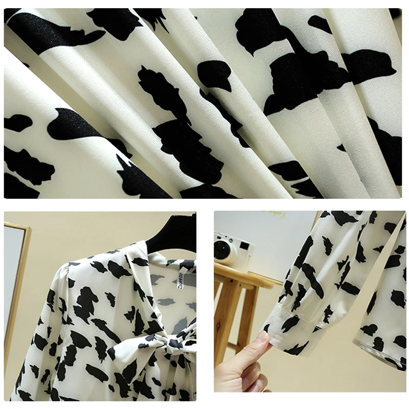 Женская шифоновая блузка с длинным рукавом Повседневная Блузка в Корейском